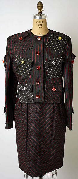 Suit, Patrick Kelly (American, Vicksburg, Mississippi 1954–1990 Paris), cotton, rayon, plastic, French 