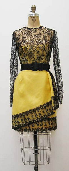 Dress, Bill Blass Ltd. (American, founded 1970), a) silk; b) silk, leather, American 