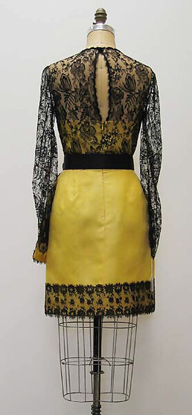 Dress, Bill Blass Ltd. (American, founded 1970), a) silk; b) silk, leather, American