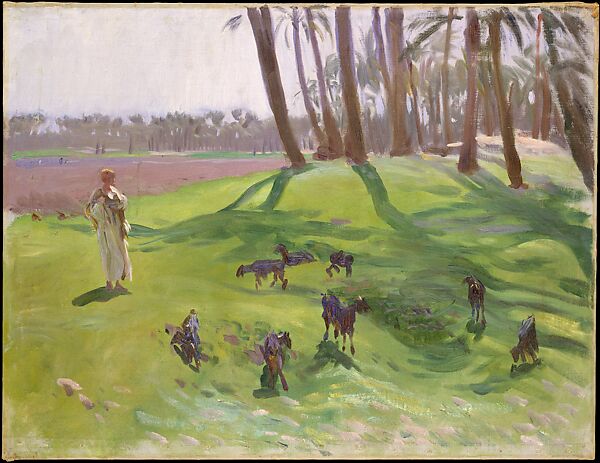 Landscape with Goatherd, John Singer Sargent (American, Florence 1856–1925 London), Oil on canvas, American 