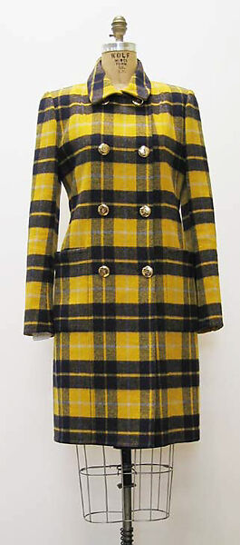 Ensemble, Bill Blass Ltd. (American, founded 1970), a) wool, metal; b) wool, silk, American 