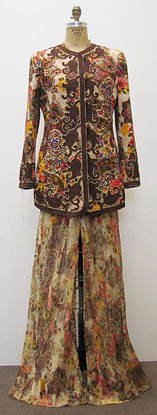 Ensemble, Oscar de la Renta, LLC. (American, founded 1965), a,b) silk, metallic thread; c) silk, wool, and metallic thread, American 