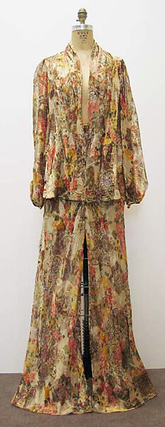 Ensemble, Oscar de la Renta, LLC. (American, founded 1965), a,b) silk, metallic thread; c) silk, wool, and metallic thread, American