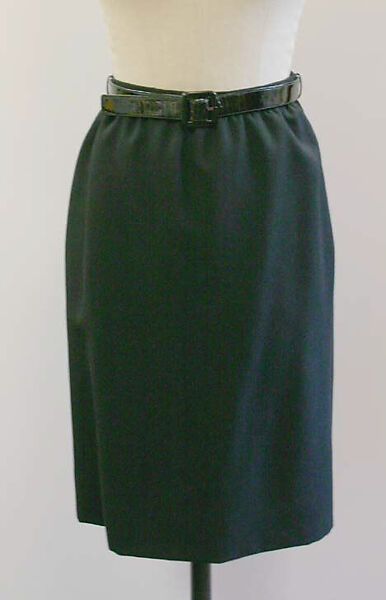 Suit, Yves Saint Laurent (French, founded 1961), a, b) wool, silk, plastic; c,d) leather; e) silk, French