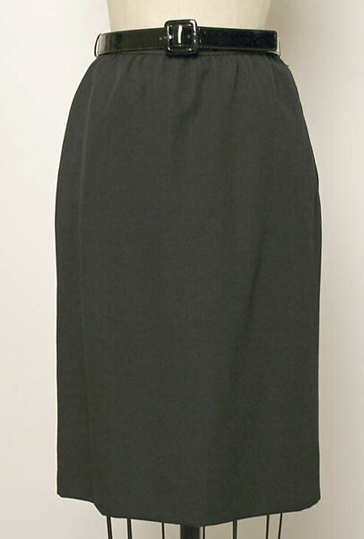 Suit, Yves Saint Laurent (French, founded 1961), a, b) wool, silk, plastic; c,d) leather; e) silk, French