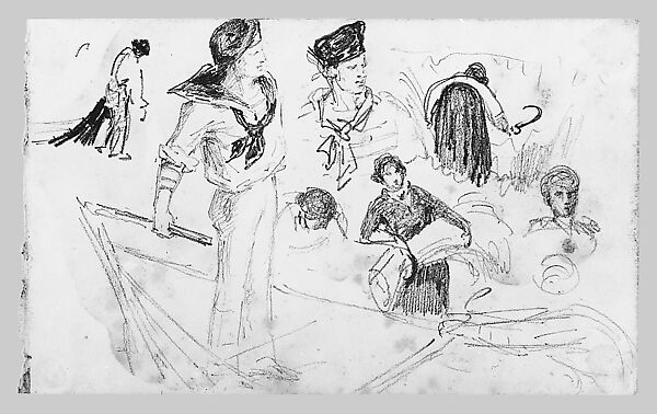 Lifeboats on Davits (from Scrapbook), John Singer Sargent (American, Florence 1856–1925 London), Graphite on off-white wove paper, American