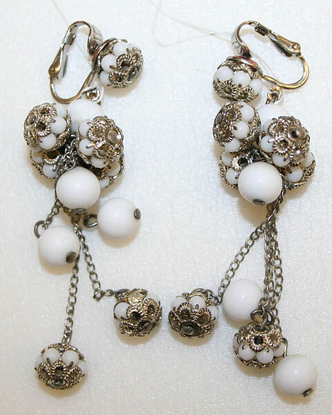Earrings, metal, American 