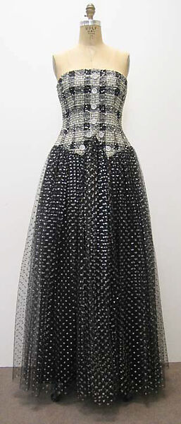 Evening dress, Bill Blass Ltd. (American, founded 1970), wool, cellophane, silk, synthetic, metallic, American 