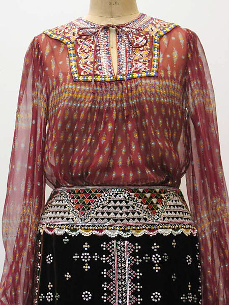 Ensemble, Oscar de la Renta, LLC. (American, founded 1965), a, b) silk, cotton, plastic; c) silk, American