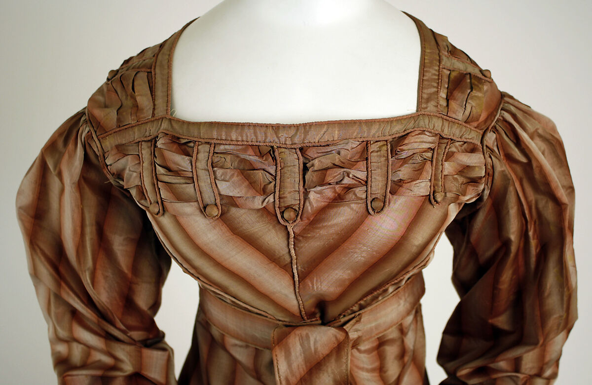 Visiting dress, silk, American