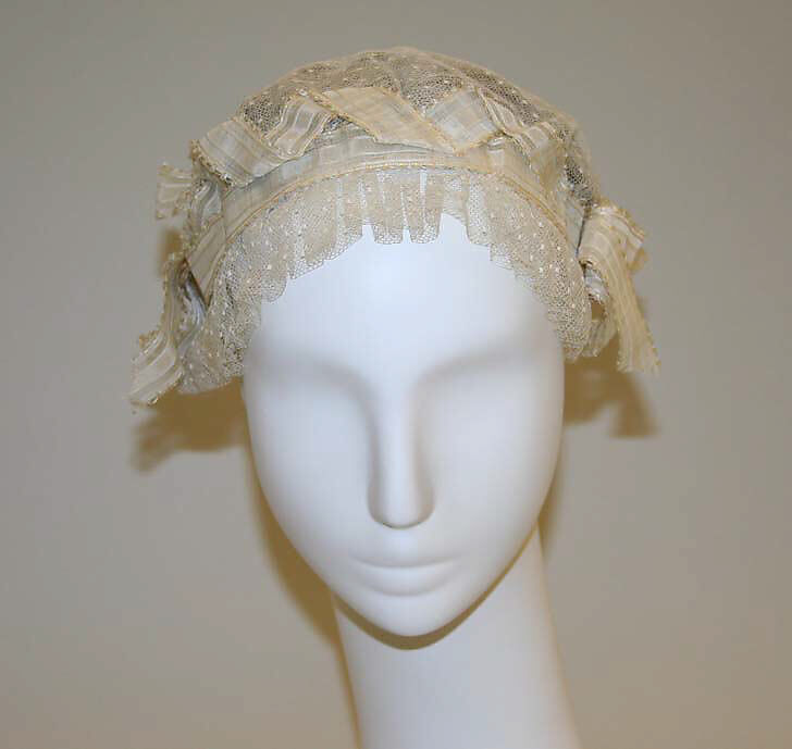 Cap, cotton, silk, metal, American 