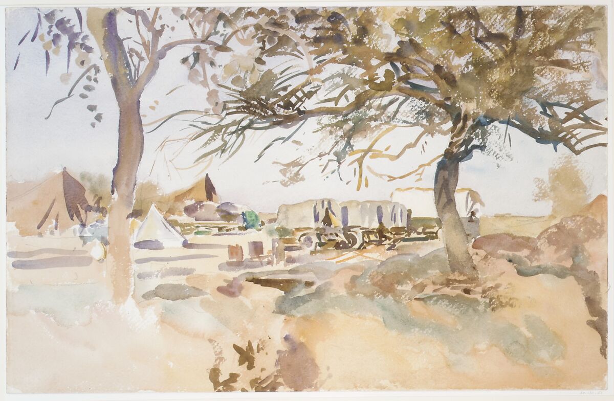 Military Camp, John Singer Sargent (American, Florence 1856–1925 London), Watercolor and graphite on white wove paper, American