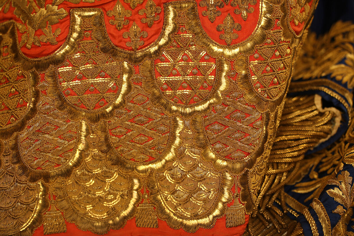 Court ensemble, silk, gold, Italian