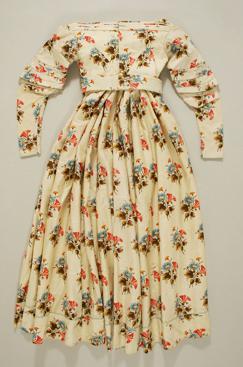 Evening dress, wool, silk, British