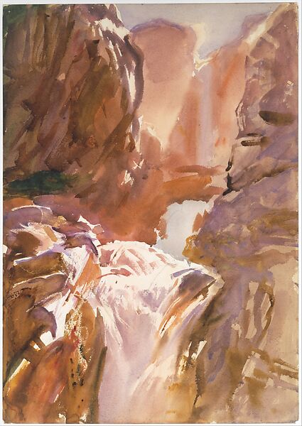 Mountain Torrent, John Singer Sargent (American, Florence 1856–1925 London), Watercolor, graphite, and wax crayon on white wove paper, American 