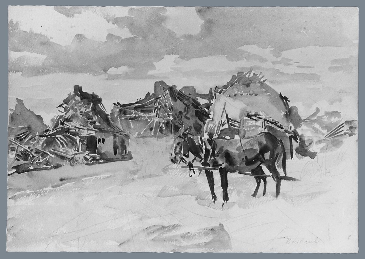 Mules and Ruins, John Singer Sargent (American, Florence 1856–1925 London), Watercolor and graphite on white wove paper, American