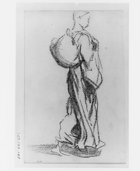 Woman Walking, John Singer Sargent (American, Florence 1856–1925 London), Charcoal on off-white wove paper, American 