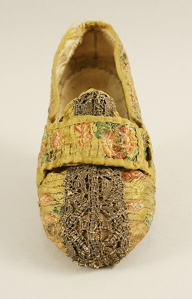 Slippers, silk, leather, European
