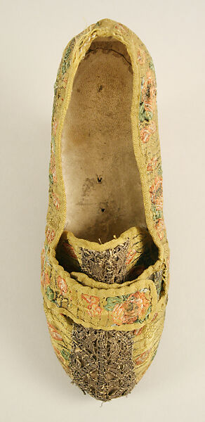 Slippers, silk, leather, European