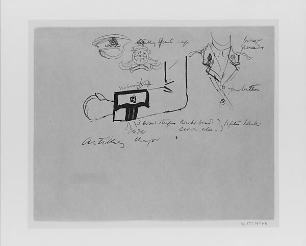 Military Insignias, John Singer Sargent (American, Florence 1856–1925 London), Pen and ink on tan wove paper, American