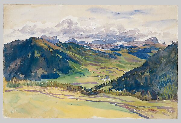 Open Valley, Dolomites, John Singer Sargent (American, Florence 1856–1925 London), Watercolor and gouache on white wove paper, American 