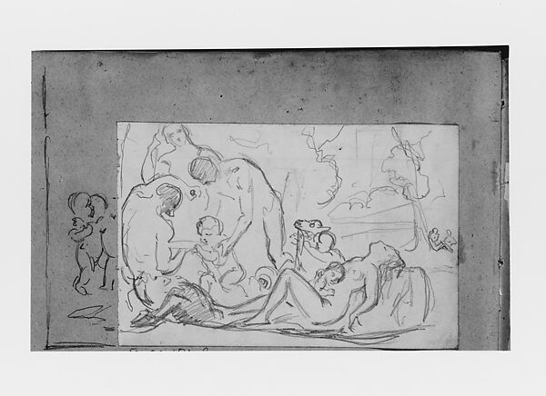 The Nurture of Bacchus (from Scrapbook), John Singer Sargent (American, Florence 1856–1925 London), Graphite on off-white wove paper, American