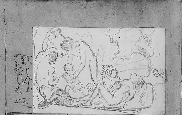 The Nurture of Bacchus (from Scrapbook), John Singer Sargent (American, Florence 1856–1925 London), Graphite on off-white wove paper, American 