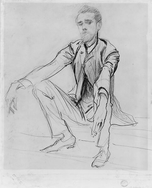Paul Helleu, John Singer Sargent (American, Florence 1856–1925 London), Graphite on off-white paper board, American