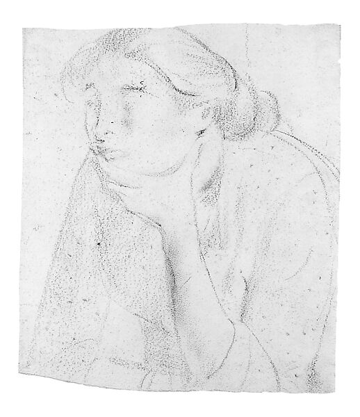 Pensive Girl, John Singer Sargent (American, Florence 1856–1925 London), Charcoal on white wove paper, American 
