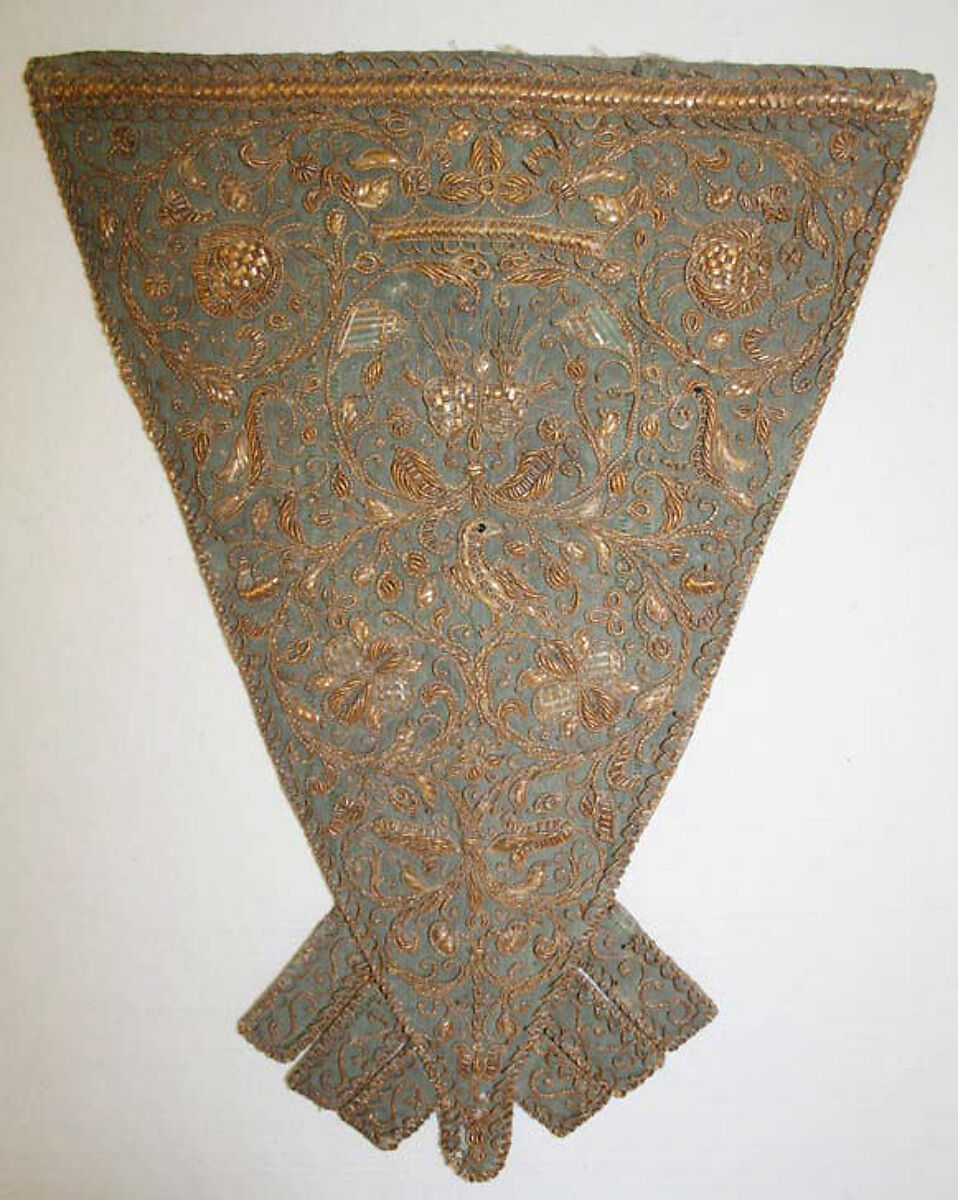 Stomacher, silk, straw, British 