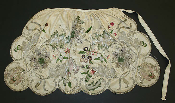 Apron, silk, metal, British 