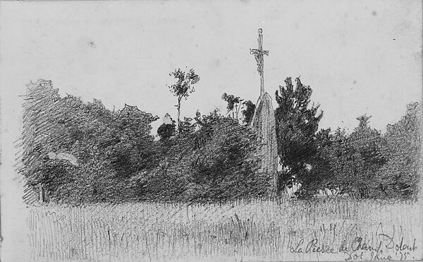 La Pierre du Champ Dolent (from Scrapbook), John Singer Sargent (American, Florence 1856–1925 London), Graphite on off-white wove paper, American
