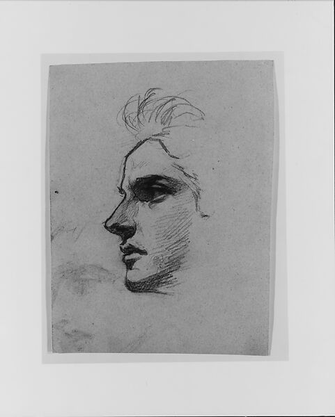 Head of a Man, John Singer Sargent (American, Florence 1856–1925 London), Graphite on gray-green laid paper, American