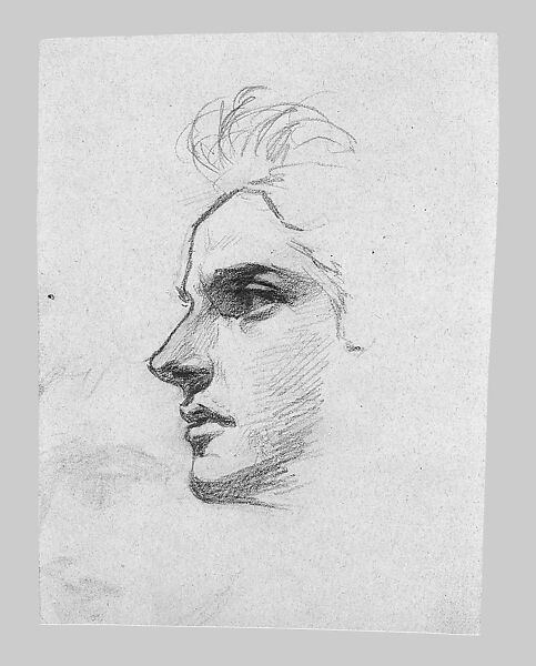Head of a Man, John Singer Sargent (American, Florence 1856–1925 London), Graphite on gray-green laid paper, American 