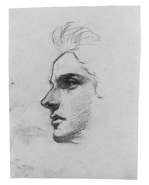 Head of a Man, John Singer Sargent (American, Florence 1856–1925 London), Graphite on gray-green laid paper, American
