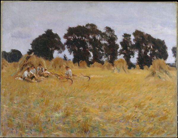 Reapers Resting in a Wheat Field, John Singer Sargent (American, Florence 1856–1925 London), Oil on canvas, American 