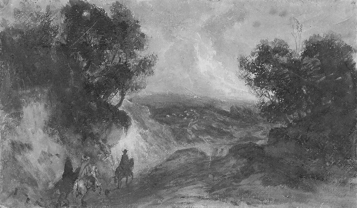 Riders on the Heath, John Singer Sargent (American, Florence 1856–1925 London), Watercolor and gouache on off-white wove paper, American