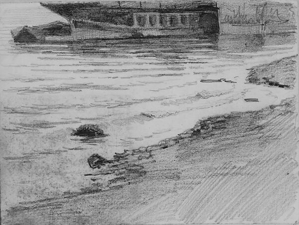 Water's Edge (from Scrapbook), John Singer Sargent (American, Florence 1856–1925 London), Graphite on off-white wove paper, American