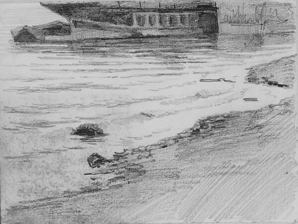 Water's Edge (from Scrapbook), John Singer Sargent (American, Florence 1856–1925 London), Graphite on off-white wove paper, American