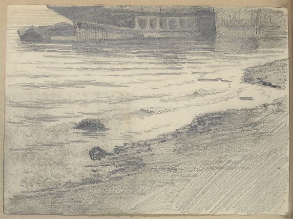 Water's Edge (from Scrapbook), John Singer Sargent (American, Florence 1856–1925 London), Graphite on off-white wove paper, American 