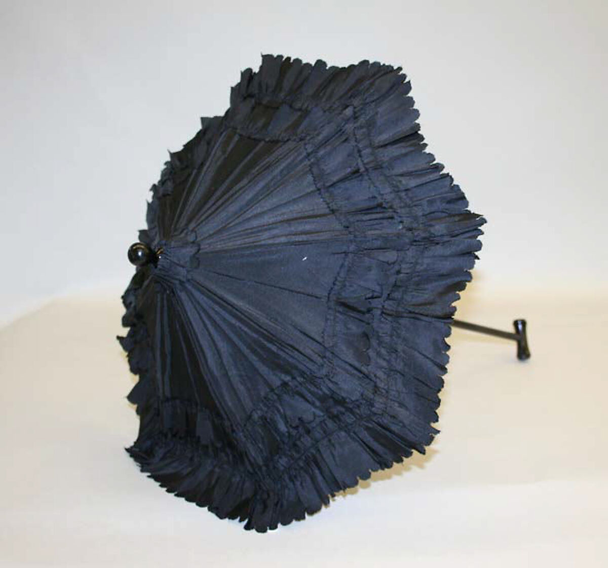 Parasol, silk, metal, wood, American 