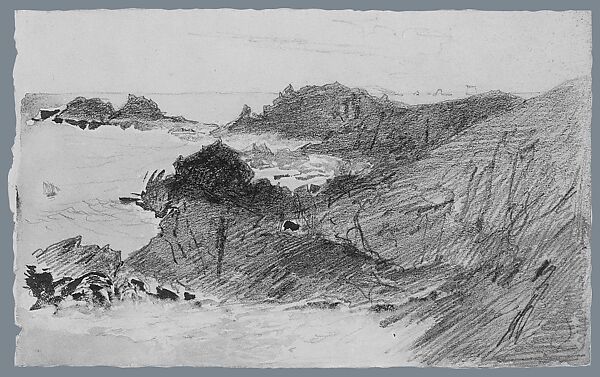 Rocky Coast (from Scrapbook), John Singer Sargent (American, Florence 1856–1925 London), Watercolor and graphite on off-white wove paper, American