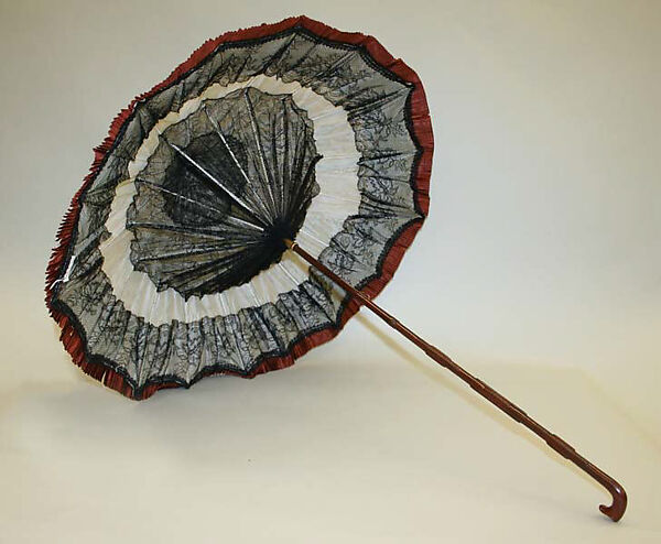 Parasol, silk, cotton, wood, American or European