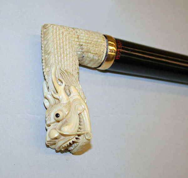Walking stick, wood, ivory, gold, Asian