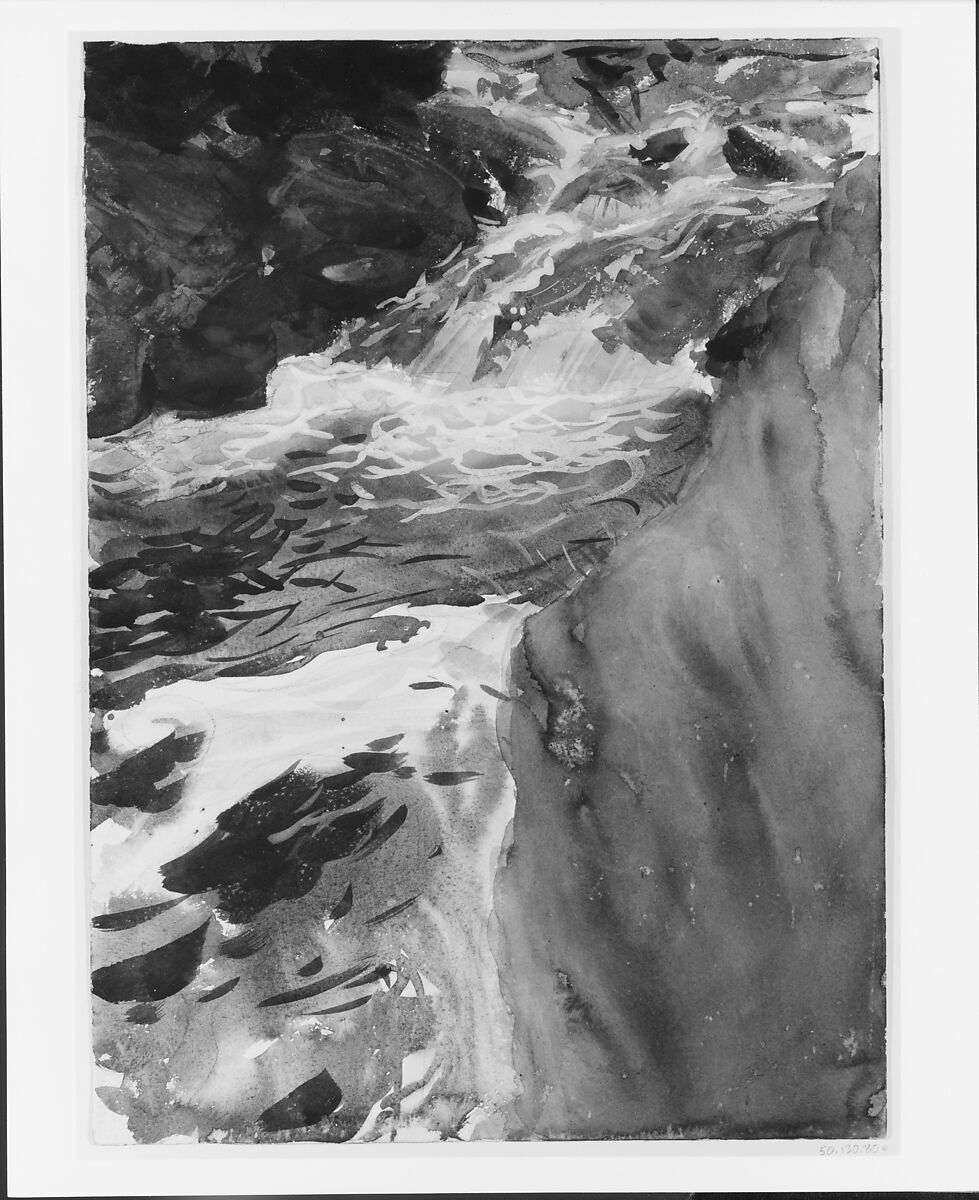 Rushing Water, John Singer Sargent (American, Florence 1856–1925 London), Watercolor, gouache, and graphite on white wove paper, American