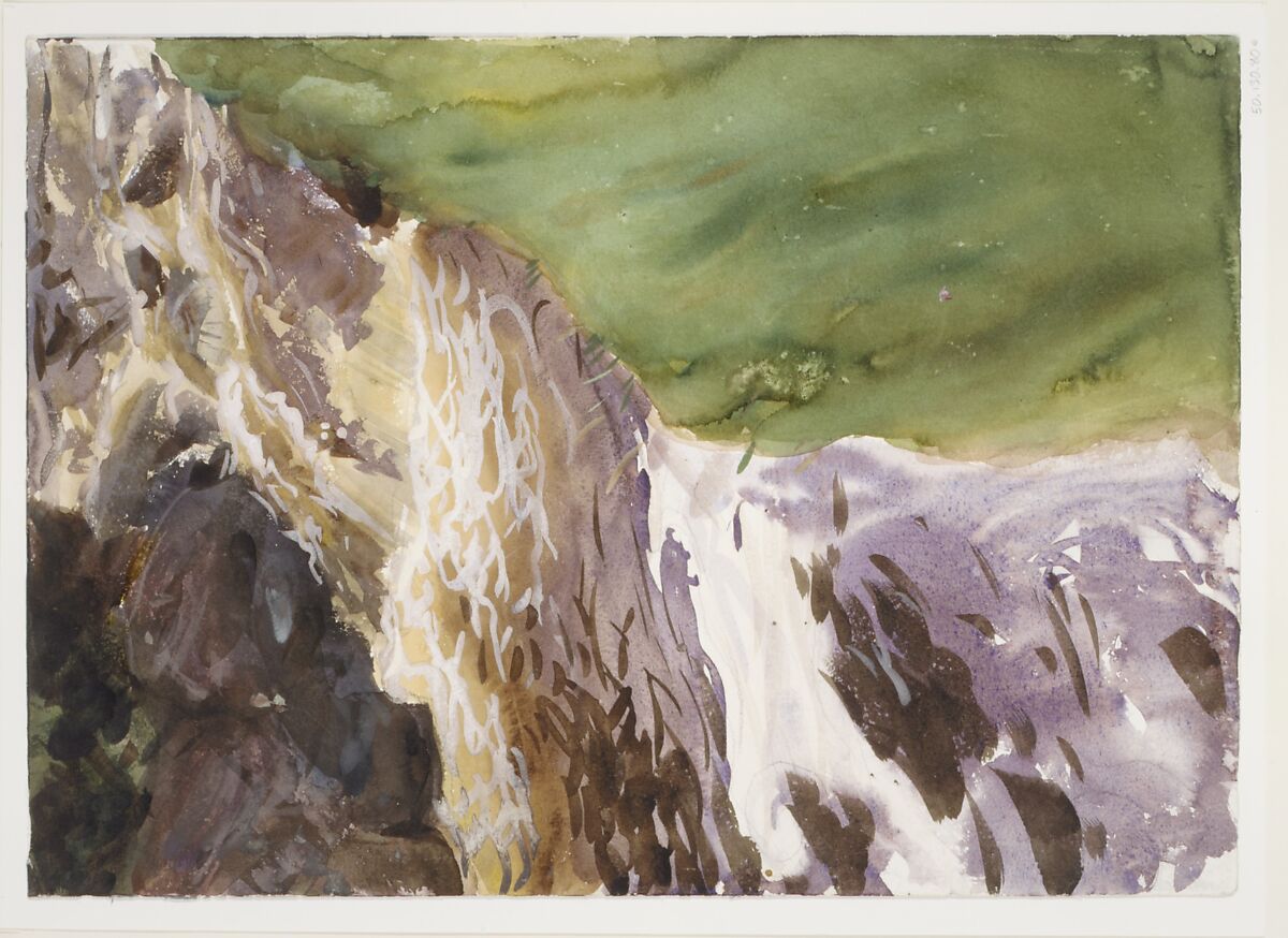 Rushing Water, John Singer Sargent (American, Florence 1856–1925 London), Watercolor, gouache, and graphite on white wove paper, American