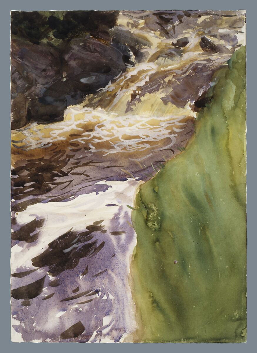 Rushing Water, John Singer Sargent (American, Florence 1856–1925 London), Watercolor, gouache, and graphite on white wove paper, American