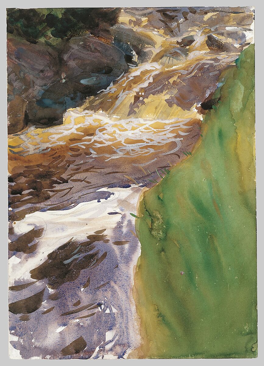 Rushing Water, John Singer Sargent (American, Florence 1856–1925 London), Watercolor, gouache, and graphite on white wove paper, American