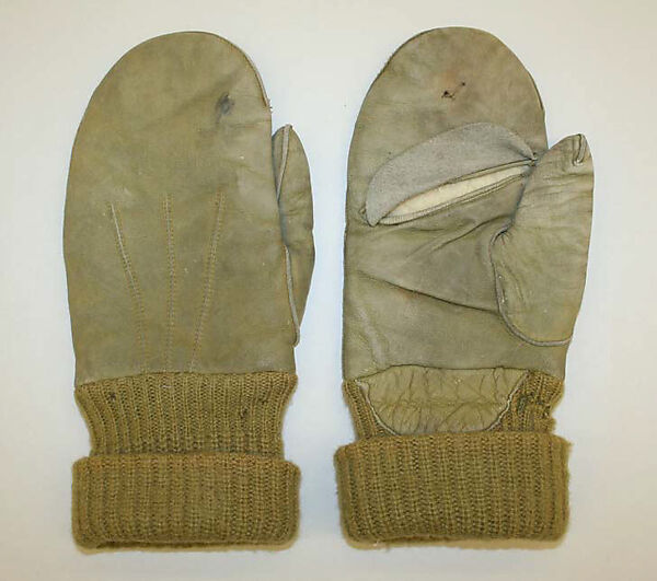 Hunting gloves, Abercrombie and Fitch Co. (American, founded 1892), leather, wool, cotton, American 