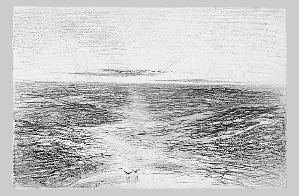 Moonlight on Waves (from Scrapbook), John Singer Sargent (American, Florence 1856–1925 London), Graphite on off-white paper, American